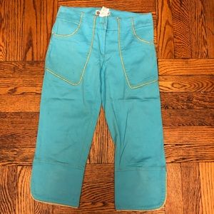 ❗️MAKE OFFER❗️blue capris with cut at bottom edges